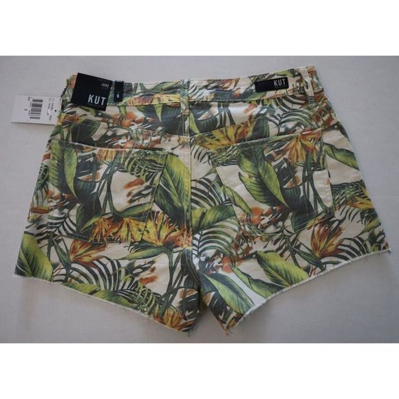 KUT From The Kloth Women Sz 6 Tropical Blossom Jane High Rise Cut Off Shorts $79 - Picture 2 of 5